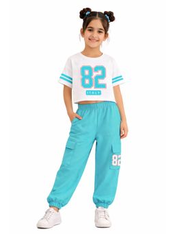 Trampoline - Girls 82 Number Printed Crop Top and Joggers Set
