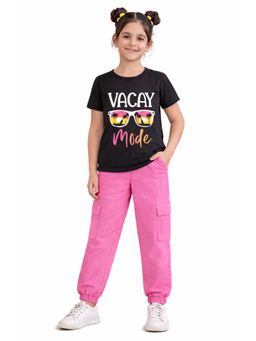 Trampoline - Girls Vacay Mode Printed T-Shirt and Woven Cargo Set