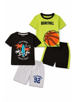 Trampoline - Boys Basketball Printed Text Printed T-Shirts and Shorts Set (Pack of 2)