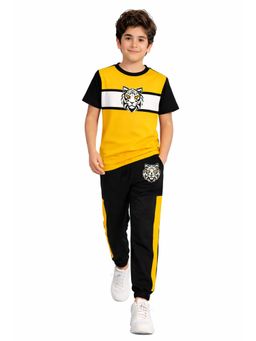 Trampoline - Boys Lion Printed Colorblock T-Shirt and Joggers Set