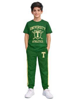 Trampoline - Boys University Text Printed T-Shirt and Joggers Set