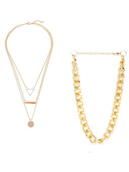 Jewels Galaxy - Jewellery For Women Gold-Plated Layered Necklace (Set of 2)