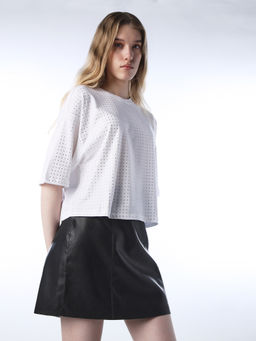 ONLY - Women Embellished Oversized White T-Shirt