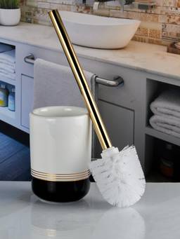 Kookee - White Ceramic Toilet Brush with Holder