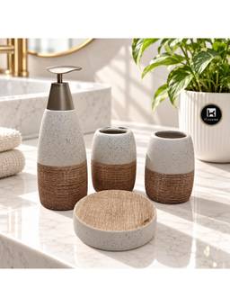 Kookee - Multi-Color Ceramic 4 Piece Bathroom Accessory Set