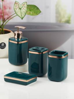 Kookee - Green Ceramic 4 Piece Bathroom Accessory Set