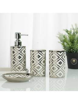 Kookee - Silver Ceramic 4 Piece Bathroom Accessory Set