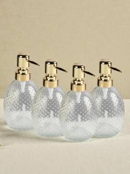 Kookee - Transparent Glass Soap Dispensers (Pack of 4)