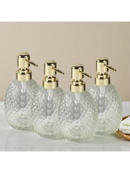 Kookee - Transparent Glass Soap Dispensers (Pack of 4)