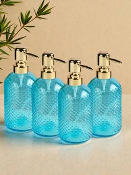 Kookee - Blue Glass Soap Dispensers (Pack of 4)