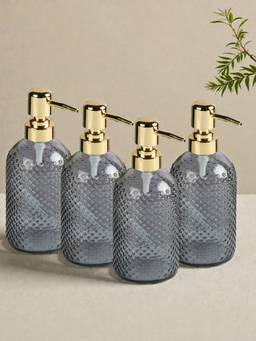 Kookee - Grey Glass Soap Dispensers (Pack of 4)