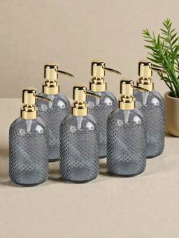 Kookee - Grey Glass Soap Dispensers (Pack of 6)