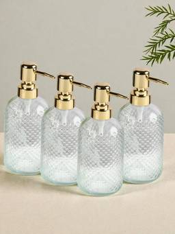 Kookee - Transparent Glass Soap Dispensers (Pack of 4)