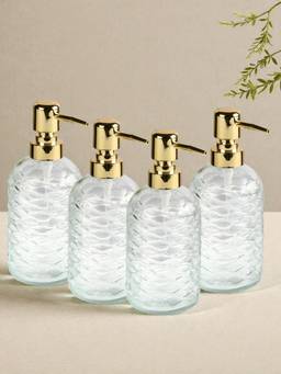 Kookee - Transparent Glass Soap Dispensers (Pack of 4)