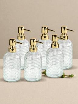Kookee - Transparent Glass Soap Dispensers (Pack of 6)