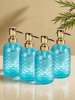 Kookee - Blue Glass Soap Dispensers (Pack of 4)