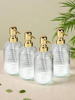 Kookee - Transparent Glass Soap Dispensers (Pack of 4)