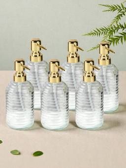 Kookee - Transparent Glass Soap Dispensers (Pack of 6)
