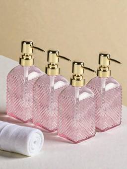 Kookee - Pink Glass Soap Dispensers (Pack of 4)