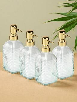 Kookee - Transparent Glass Soap Dispensers (Pack of 4)