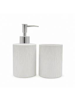 Kookee - White Ceramic Soap Dispenser and Toothbrush Holder
