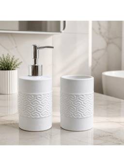 Kookee - White Ceramic Liquid Soap Dispenser and Toothbrush Holder