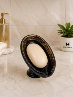 Kookee - Black Ceramic Soap Holder Dish Tray