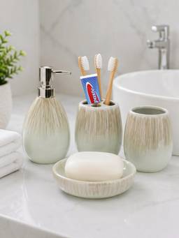 Kookee - Multi-Color Ceramic 4 Piece Bathroom Accessory Set