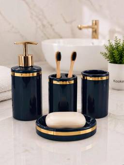 Kookee - Blue Ceramic 4 Piece Bathroom Accessory Set