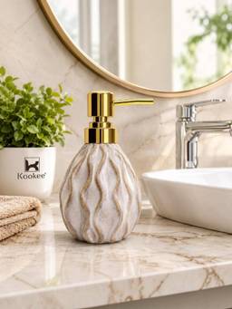 Kookee - Beige Ceramic Liquid Pump Bottle Soap Dispenser