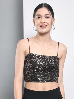 Trend Arrest - Golden Sequin Crop Top