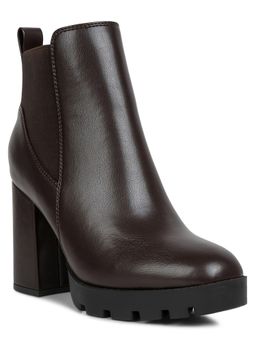 London Rag - Women Brown Bolt Chelsea Boots