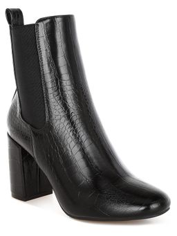 London Rag - Women Black Croc Textured Chelsea Boots