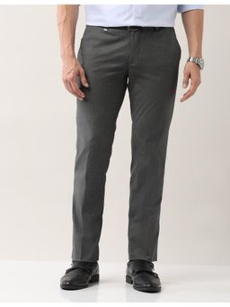 AD By Arvind - Dark Grey Slim Fit Smart Flex Formal Trouser