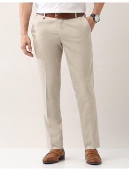 AD By Arvind - Slim Fit Beige Smart Flex Formal Trouser