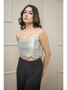 SUBTLE - Silver Corded Crop Top