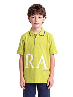 RARE ONES - Boys Green Text Printed Polo T-shirt