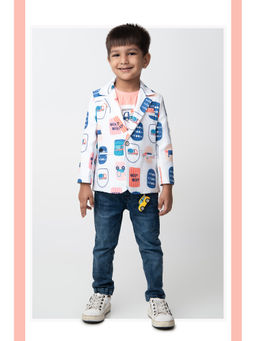 Little Collars - Boys Multi-Color Blazer with T-shirt and Jeans-Keychain