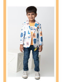 Little Collars - Boys Multi-Color Blazer with T-shirt and Jeans-Keychain
