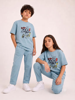 URBANBOYS CLUB - Unisex Blue Graphic Printed Co-Ord Set