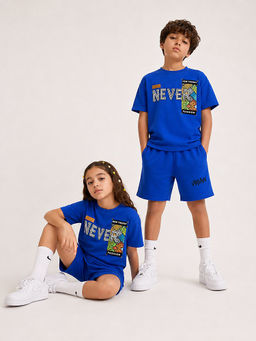 URBANBOYS CLUB - Unisex Royal Blue Graphic Printed Co-Ord Set