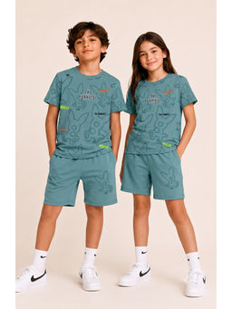 URBANBOYS CLUB - Unisex Sage Green Graphic Printed Co-Ord Set