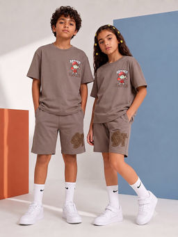 URBANBOYS CLUB - Unisex Brown Graphic Printed Co-Ord Set