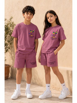 URBANBOYS CLUB - Unisex Purple Text Printed Co-Ord Set