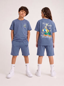 URBANBOYS CLUB - Unisex Steel Blue Graphic Printed Co-Ord Set