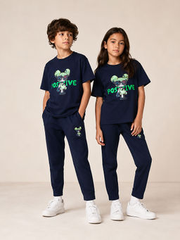 URBANBOYS CLUB - Unisex Navy Blue Graphic Printed Co-Ord Set