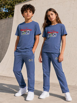 URBANBOYS CLUB - Unisex Blue Graphic Printed Co-Ord Set