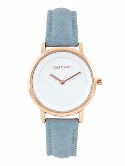 Joker and Witch - Joker & Witch Amsterdam White Dial Blue Faux Leather Strap Analog Womens Watch