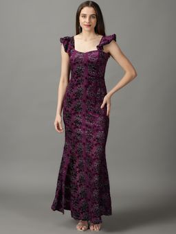 SHOWOFF - Womens Bodycon Purple Embellished Maxi Dress