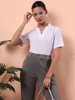 FITHUB - White V-Neck Shirt Style Top